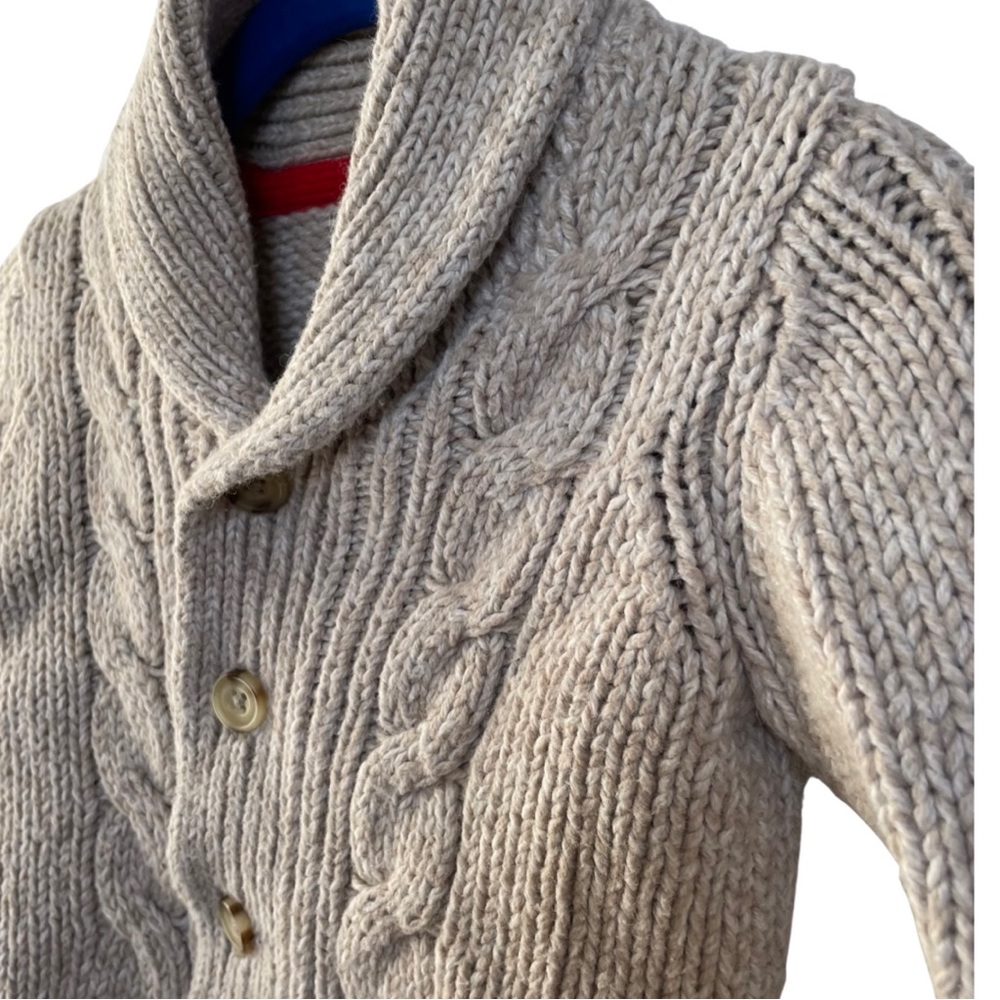 OshKosh | 18 Months Tan Cable Knit Shawl Button Cardigan - Picture 2 of 4